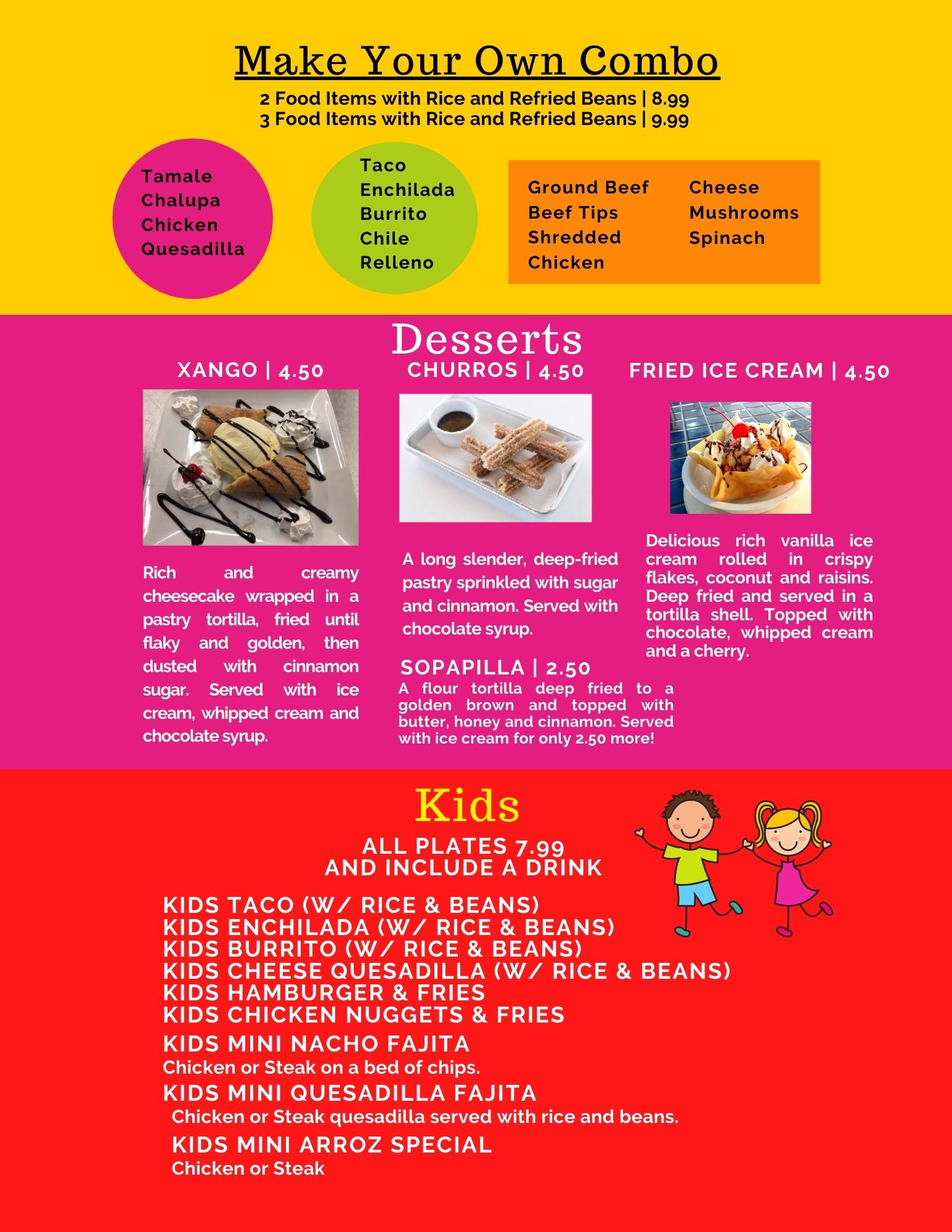 Menu El Carnaval Mexican Restaurant Linn and Licking