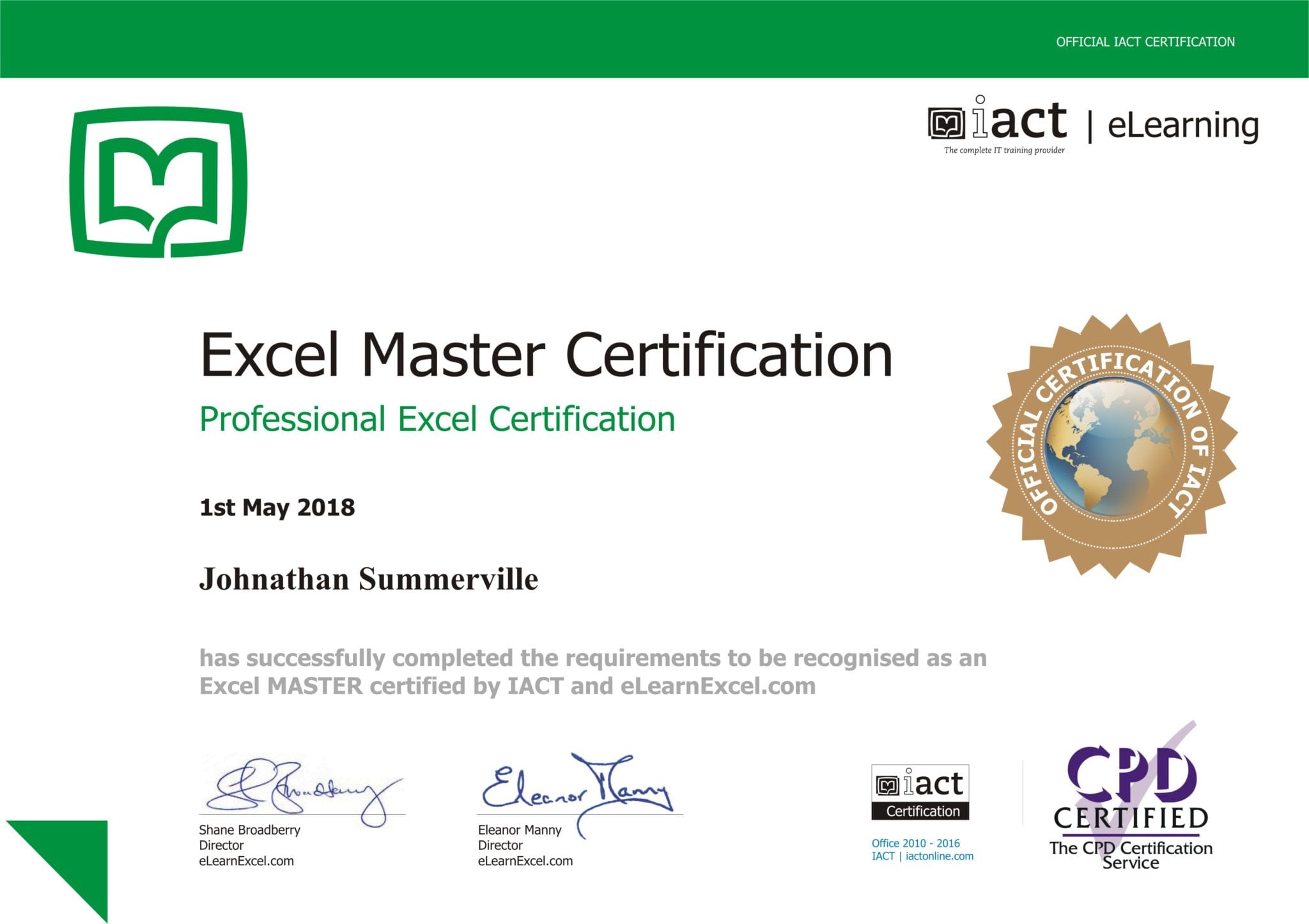 microsoft certification excel certificat excel Succesuser