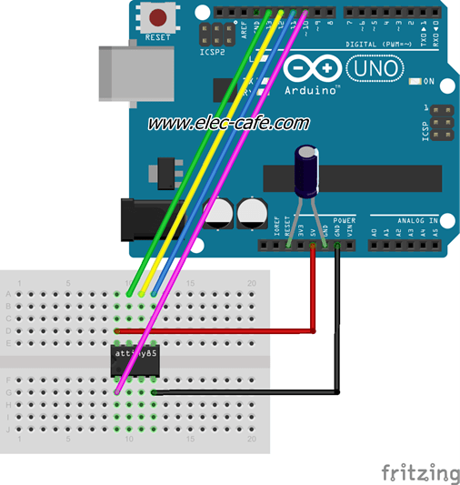 Program ATtiny85 with Arduino UNO
