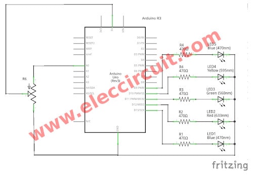 5 LEDs Chaserpotentiometer using arduino 5 LEDs Chaserpotentiometer using arduino