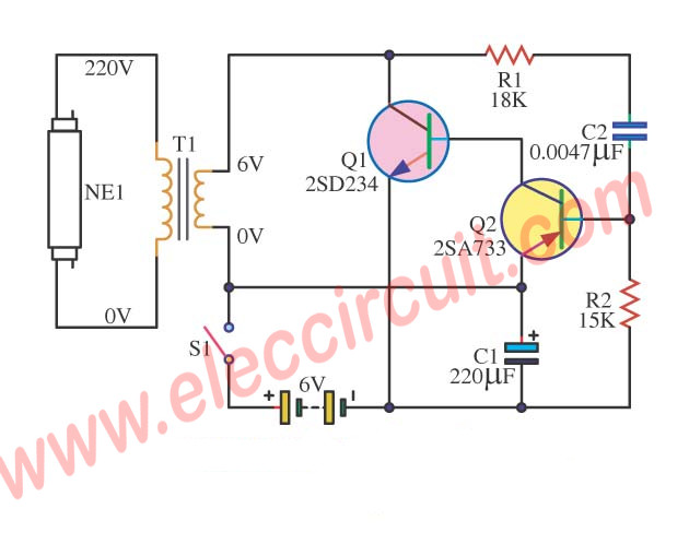 Fluorescent Driver With 6v 12v Battery And Blinking Light Circuit Ideas