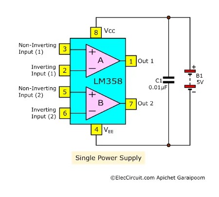 How to Use LM358 OP-AMP: Pinout, Features & Circuits