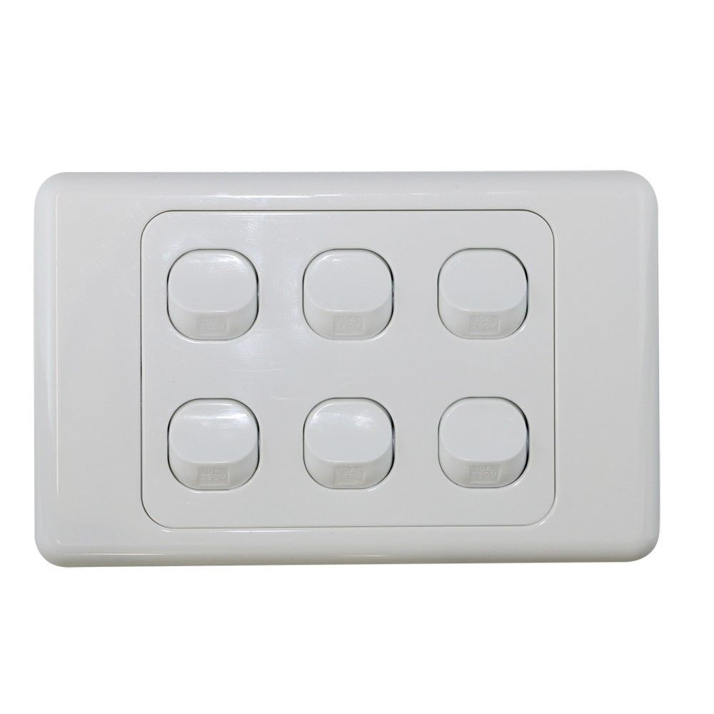 1 2 3 4 5 6 Gang Wall Light Switch SAA Approved 240 Volt 10 Amp