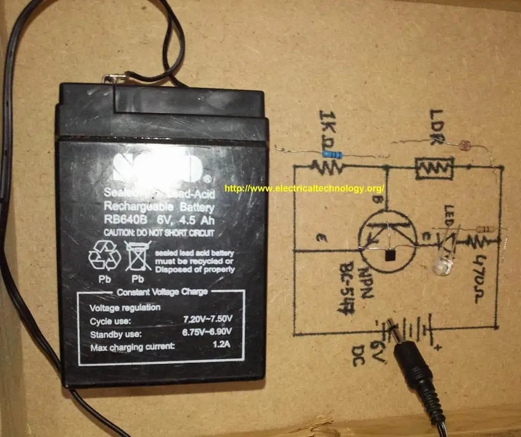 Automatic Street Light Control Circuit using LDR & Transistor