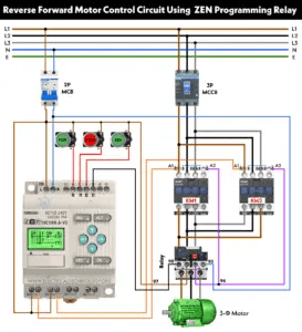 Reverse Forward Motor Control Circuit Using ZEN PLC Relay