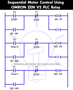 Sequential Motor Control Circuit Using ZEN Programable Relay