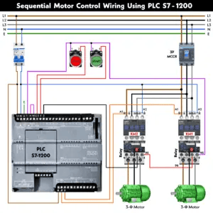 Sequential Motor Control Circuit Using Siemens PLC S7-1200
