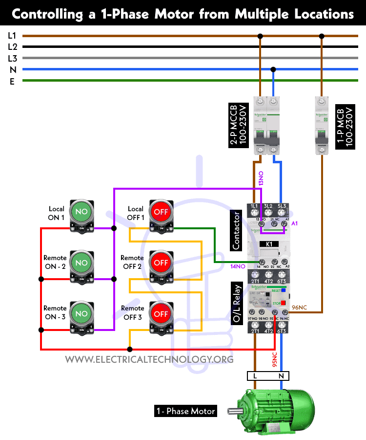 How to Control a SinglePhase Motor from Multiple Locations?