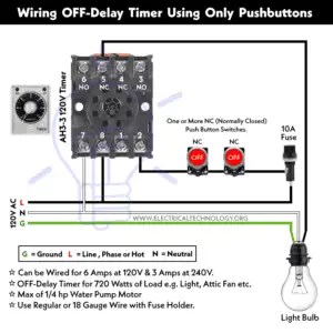 How to Wire OFF-Delay Timer for 120V and 240V Load Circuits?