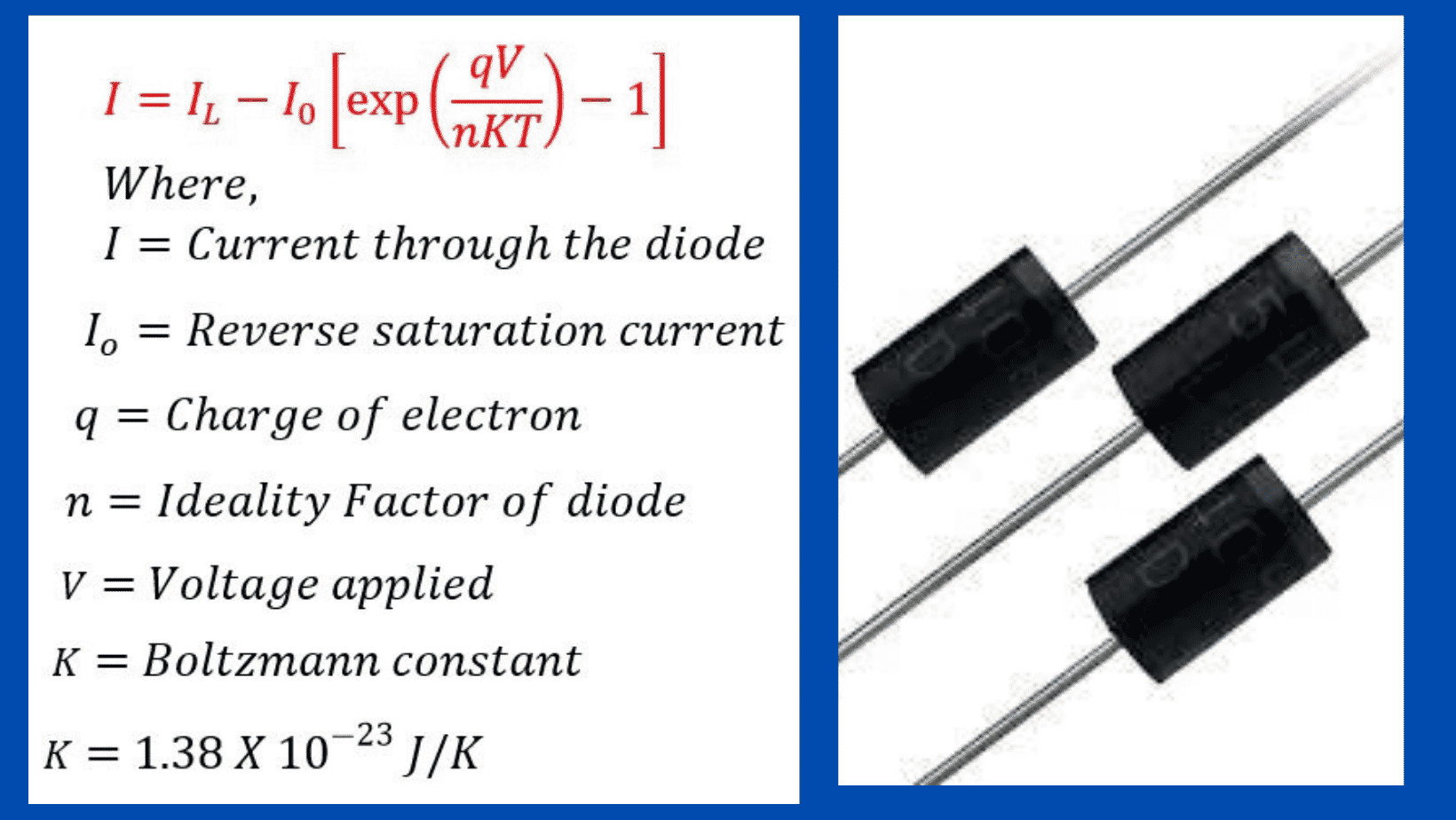 Ideality Factor of Diode Electrical Volt