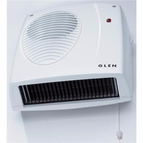 Glen 2kW Electric Wall Mounted Downflow Fan Heater With Pull Cord