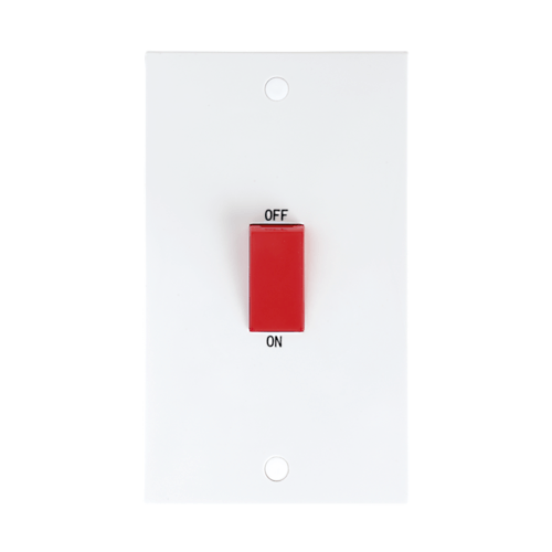 KnightsBridge 45A White 2G Double Pole 230V Electric Cooker Wall Plate