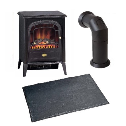 Dimplex Club 2kW Optiflame Electric Stove with Stove Pipe & Hearth Pad