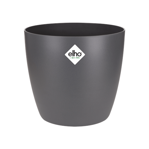 Elho Brussels 18cm Round Plastic Indoor Plant Pot Anthracite Electrical World