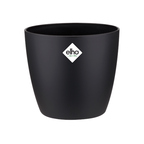 Elho Brussels 18cm Round Plastic Indoor Plant Pot Living Black