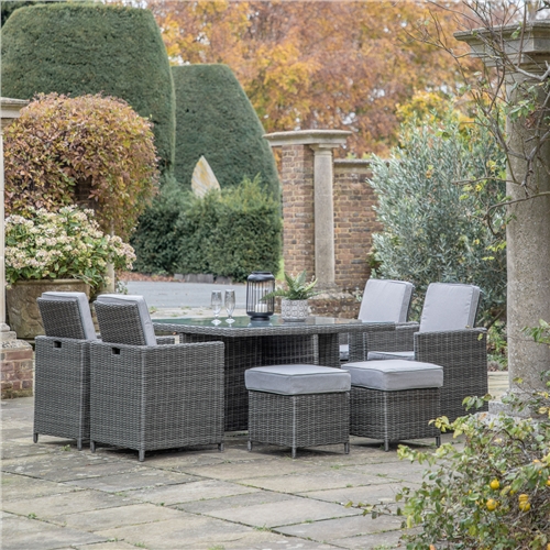 Hadley 8 Seater Outdoor Cube Dining Set Grey Electrical World