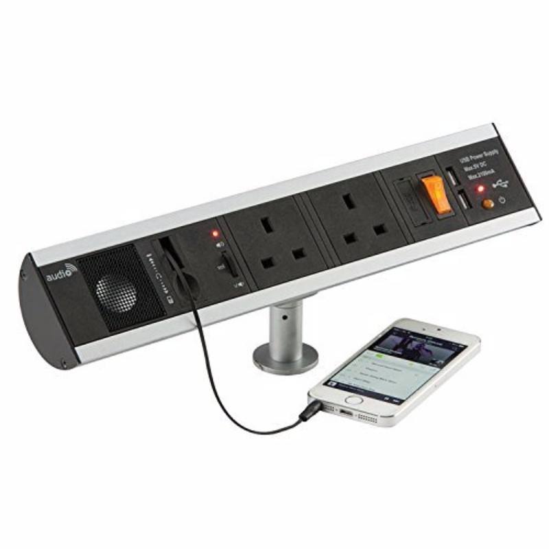 KnightsBridge 13A 2G Table Top Power Station Socket with Twin USB