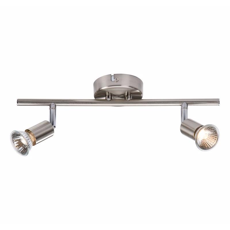 KnightsBridge Ceiling Light GU10 50 Watt 2 Spotlight Bar Brushed Chrome