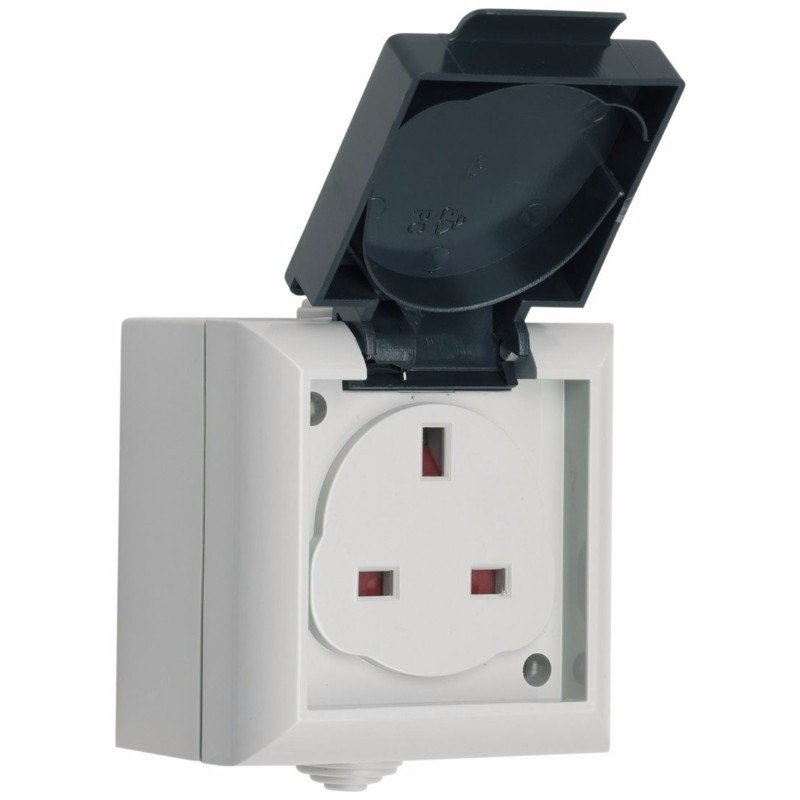 SMJ 13A IP54 Outdoor Power Single UK 3 Pin Mains UnSwitched Socket Electrical World