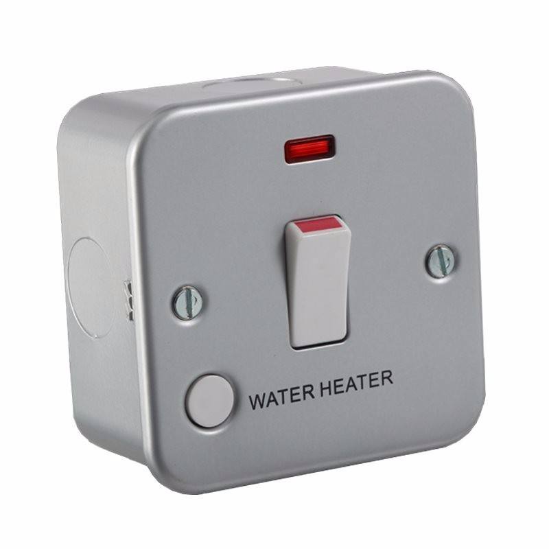 KnightsBridge 20A 1G Double Pole 230V Metal Clad Water Heater Switch