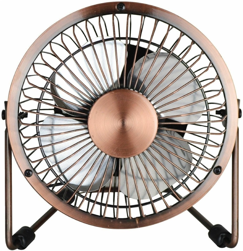 Status 4 Inch Mini USB Metal Desk Fan (brass) Electrical World