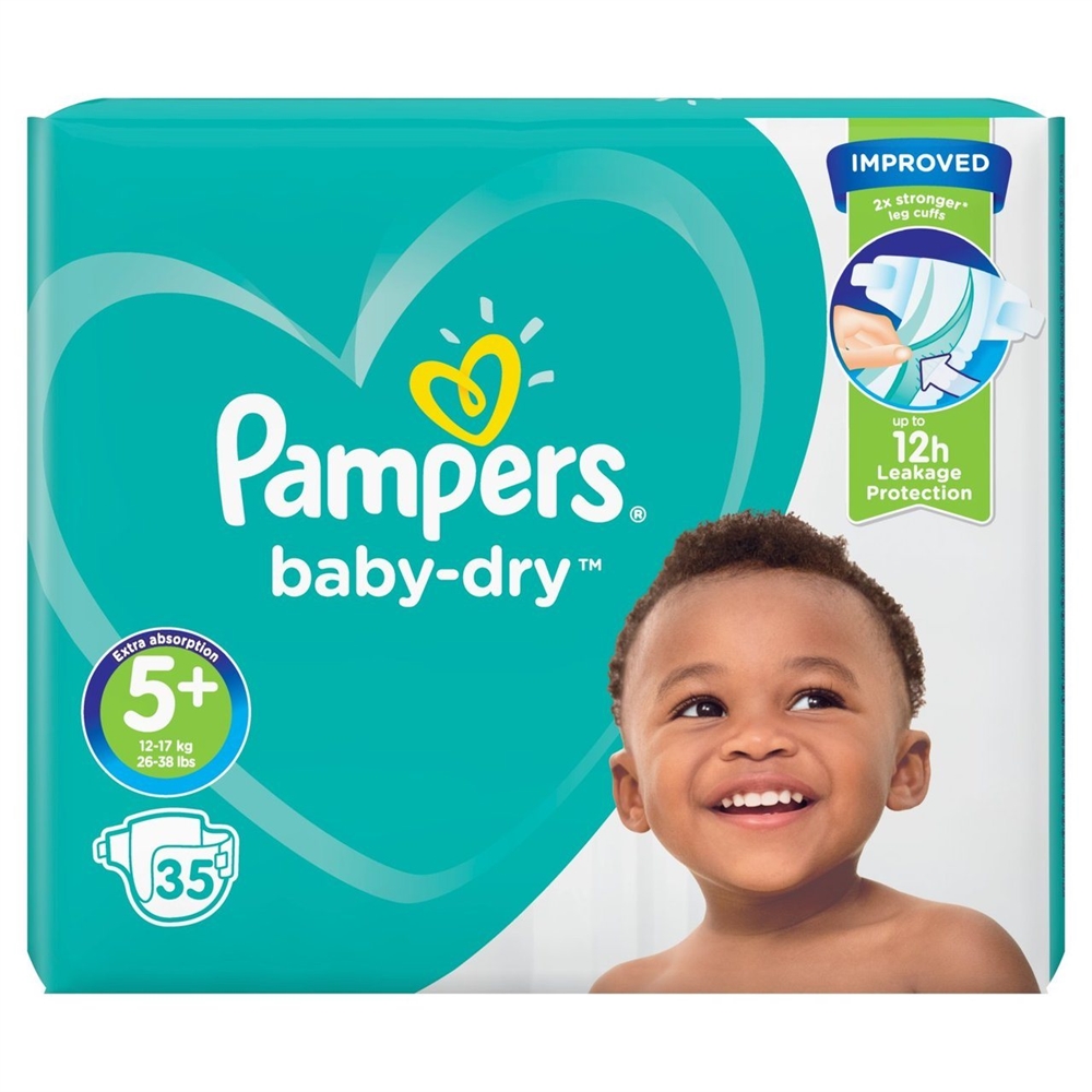 Pampers Baby Dry Nappies Size 5+ Essential Pack 35 Nappies Electrical
