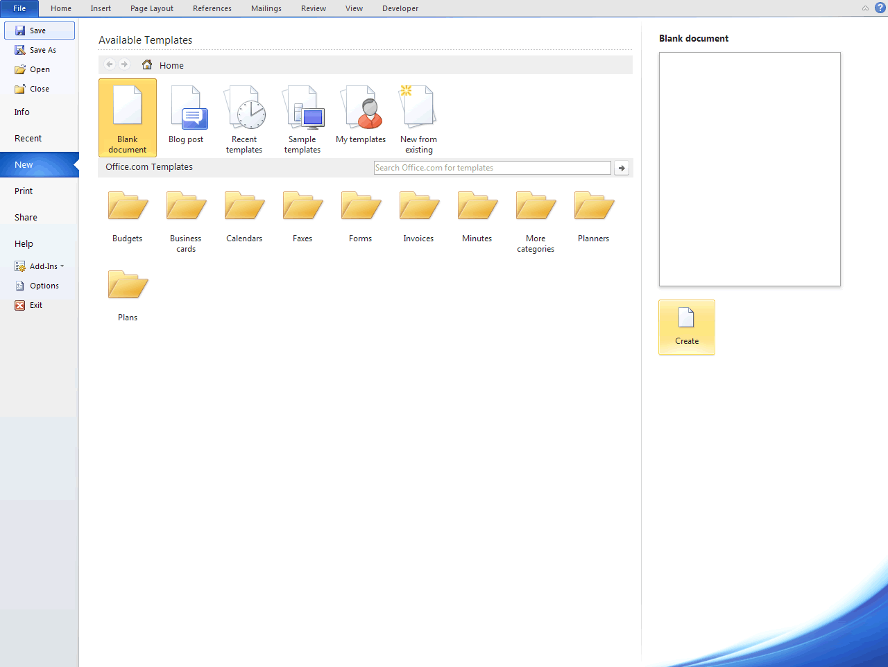 Create A Word Document