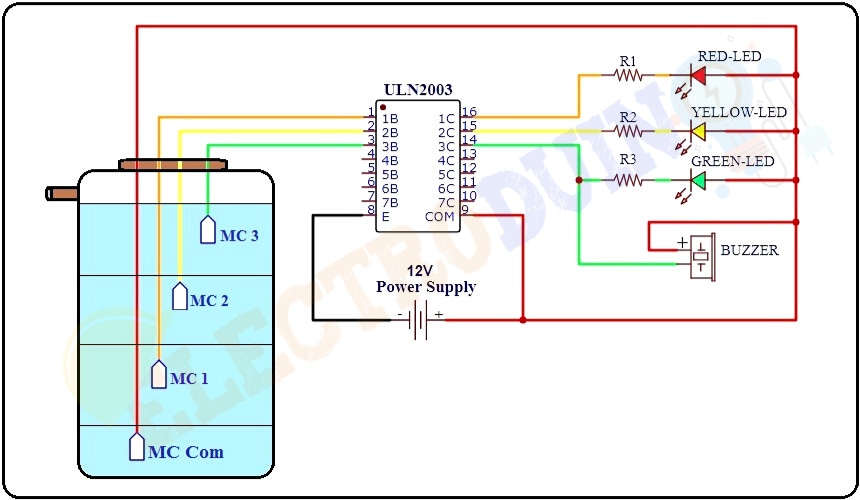 Water Overflow Alarm Circuit Diagram