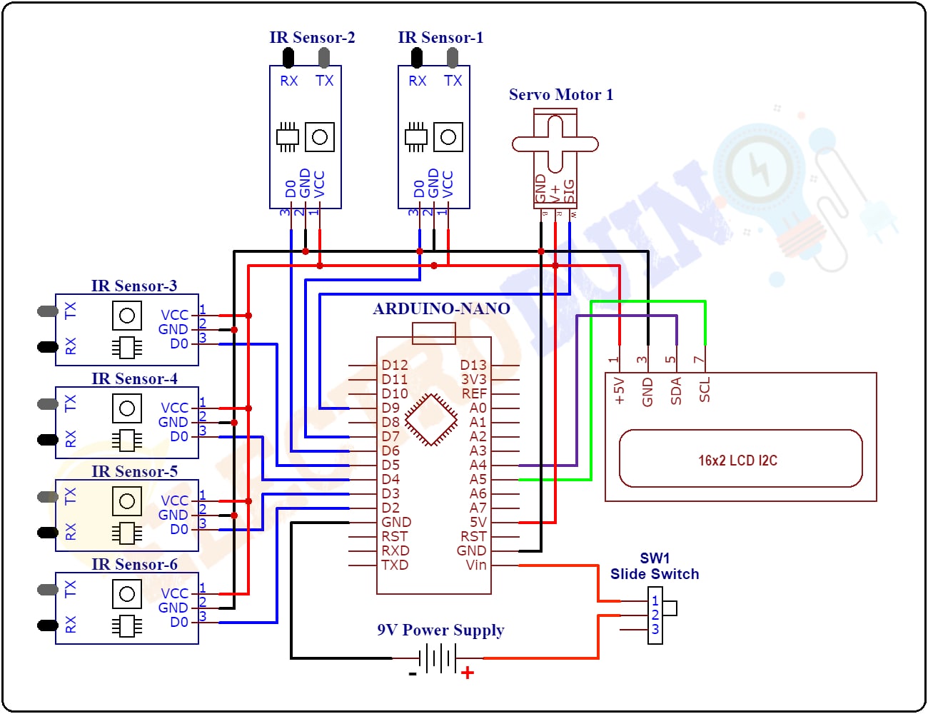 Automated Car Parking System Project Circuit Diagram - Circuit Diagram