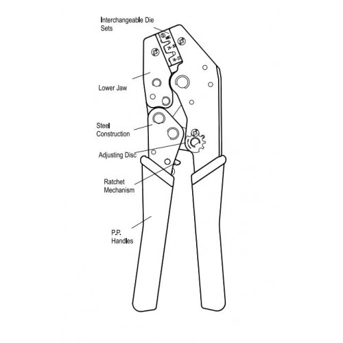 Crimper Tool Ratchet Crimping for DSub & Open Barrel Connectors [18