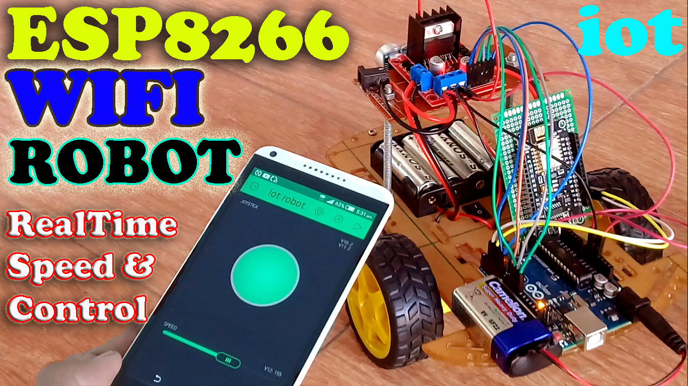 Nodemcu ESP8266 Wifi Robot Car "L298N motor driver + Blynk + Joystick