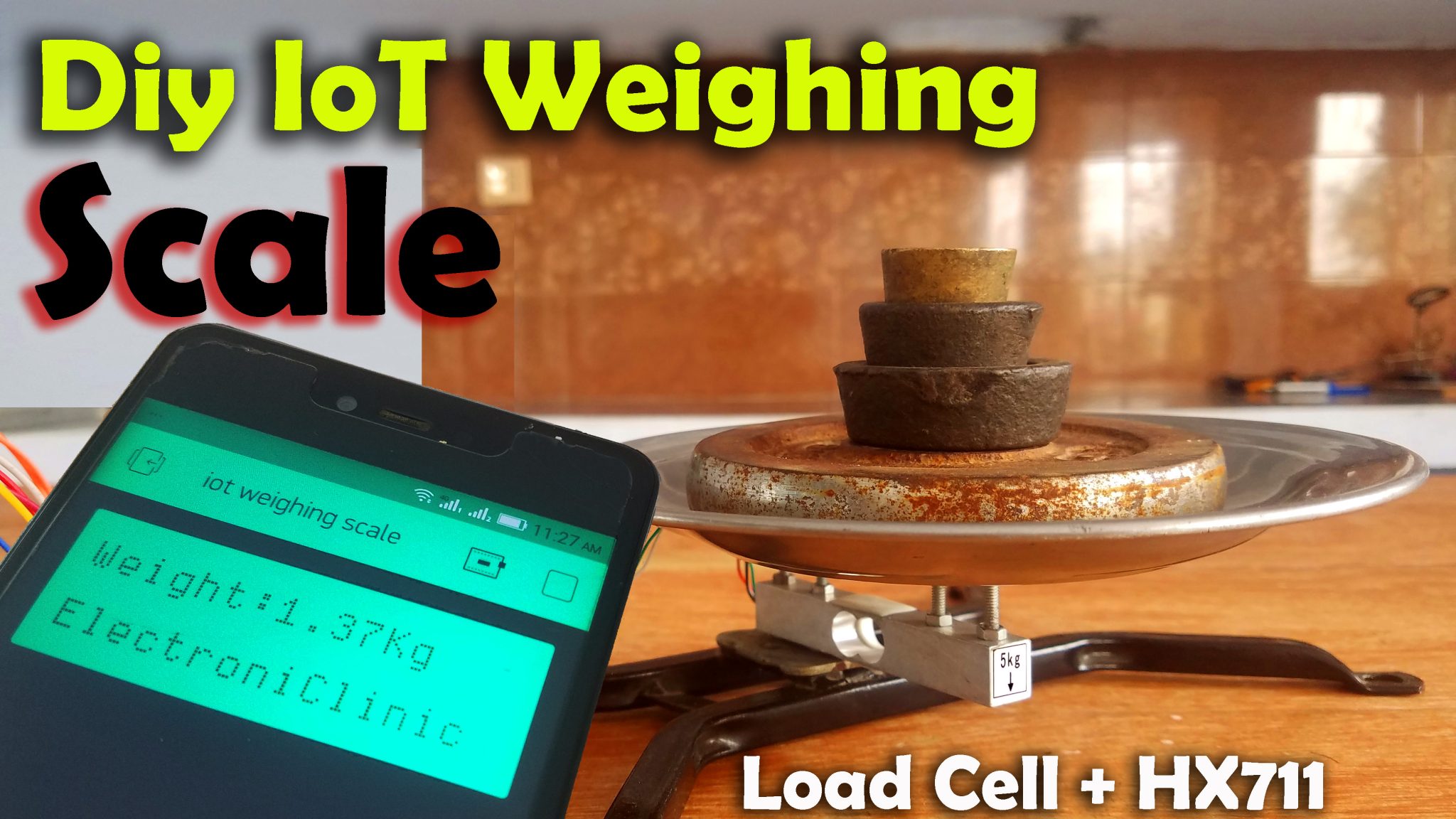 DIY IoT Weighing Scale using HX711 Load Cell, Nodemcu ESP8266, & Arduino
