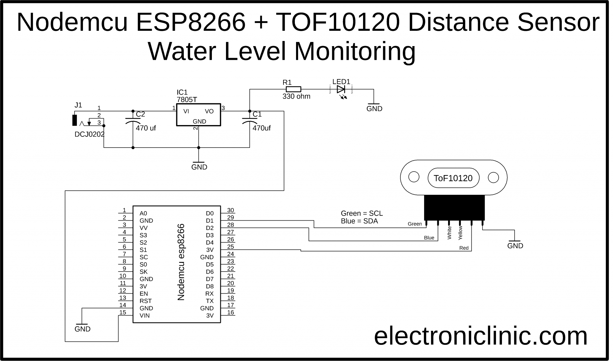 IoT Water Level Sensor Using ESP8266 Nodemcu, TOF10120, and Blynk