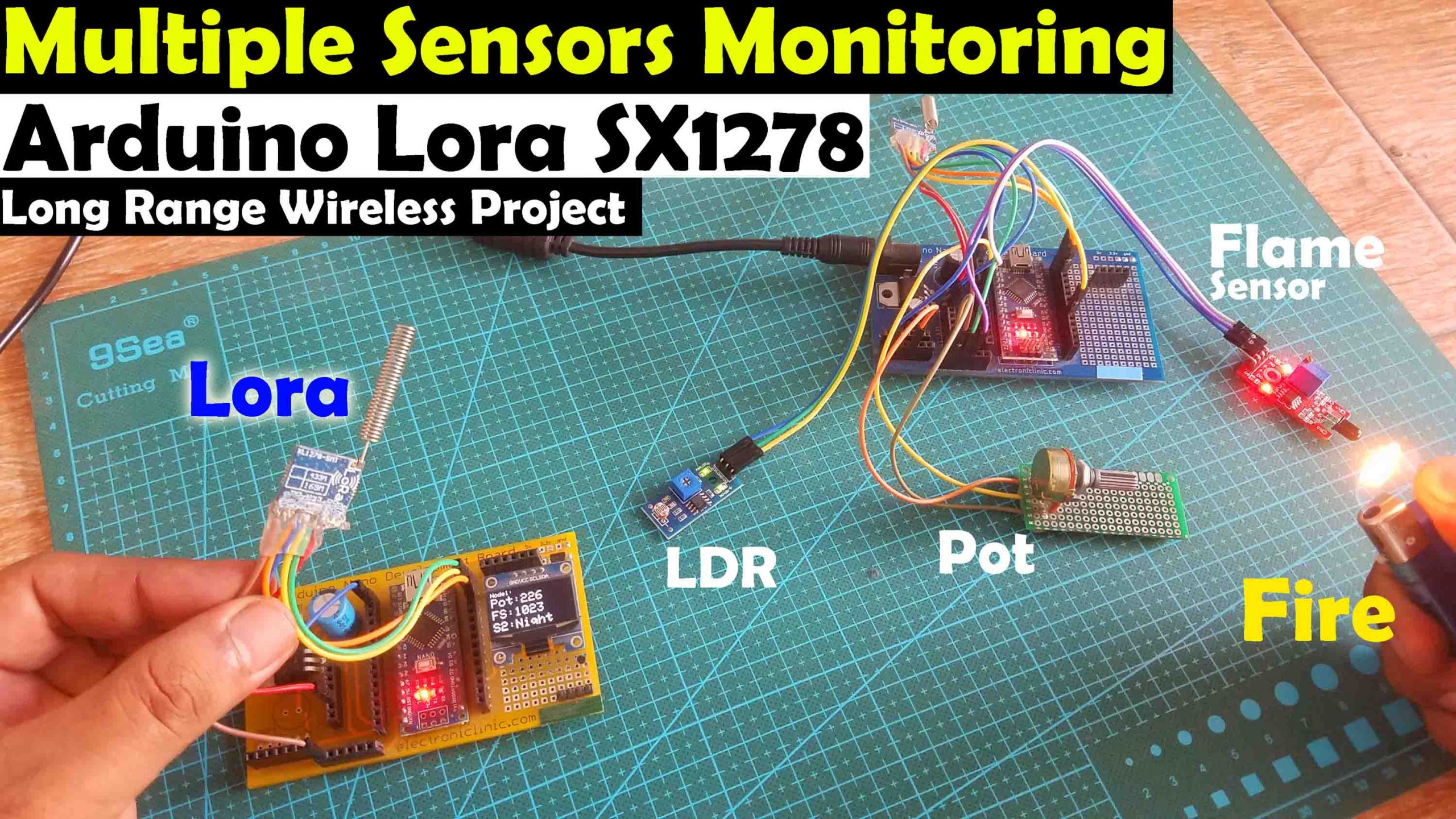 Multiple Sensors Monitoring with Arduino Lora Nodes, SX1278 Lora