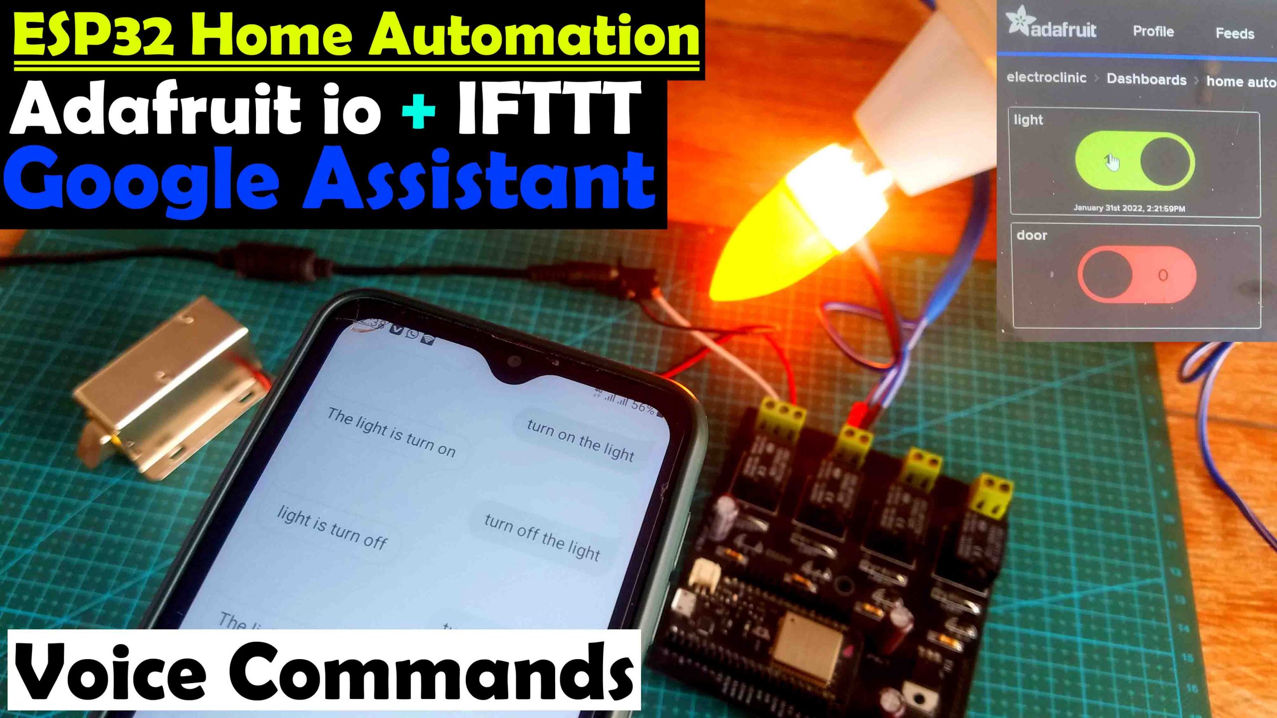 IFTTT Google Assistant Voice and Adafruit io based Home Automation