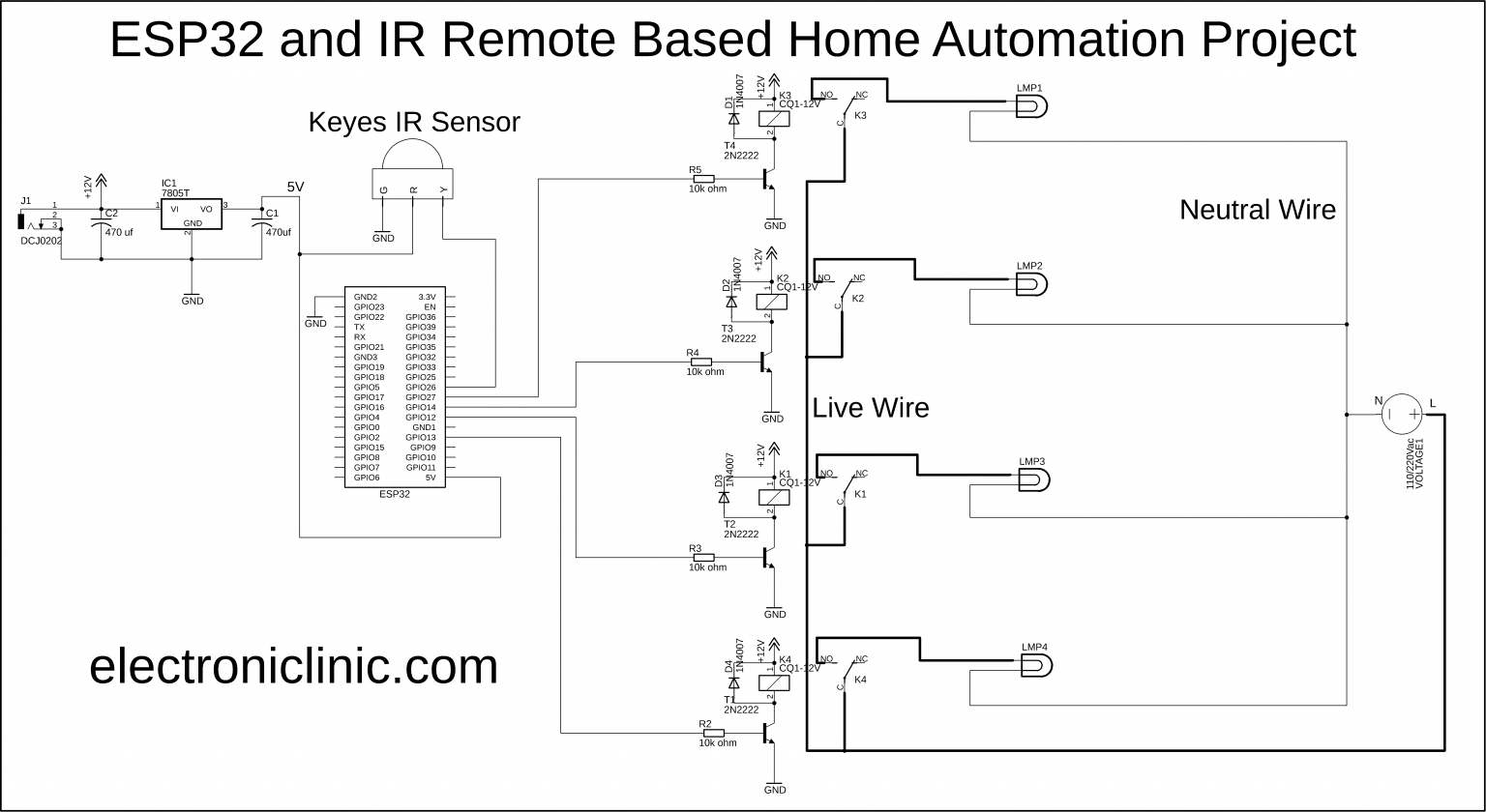 ESP32 Home Automation using IR Remote and Keyes IR Sensor