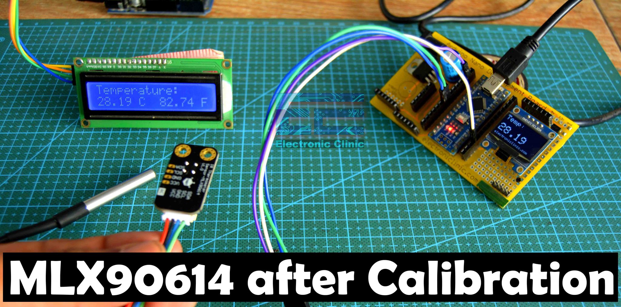 MLX90614 noncontact infrared temperature sensor using Arduino