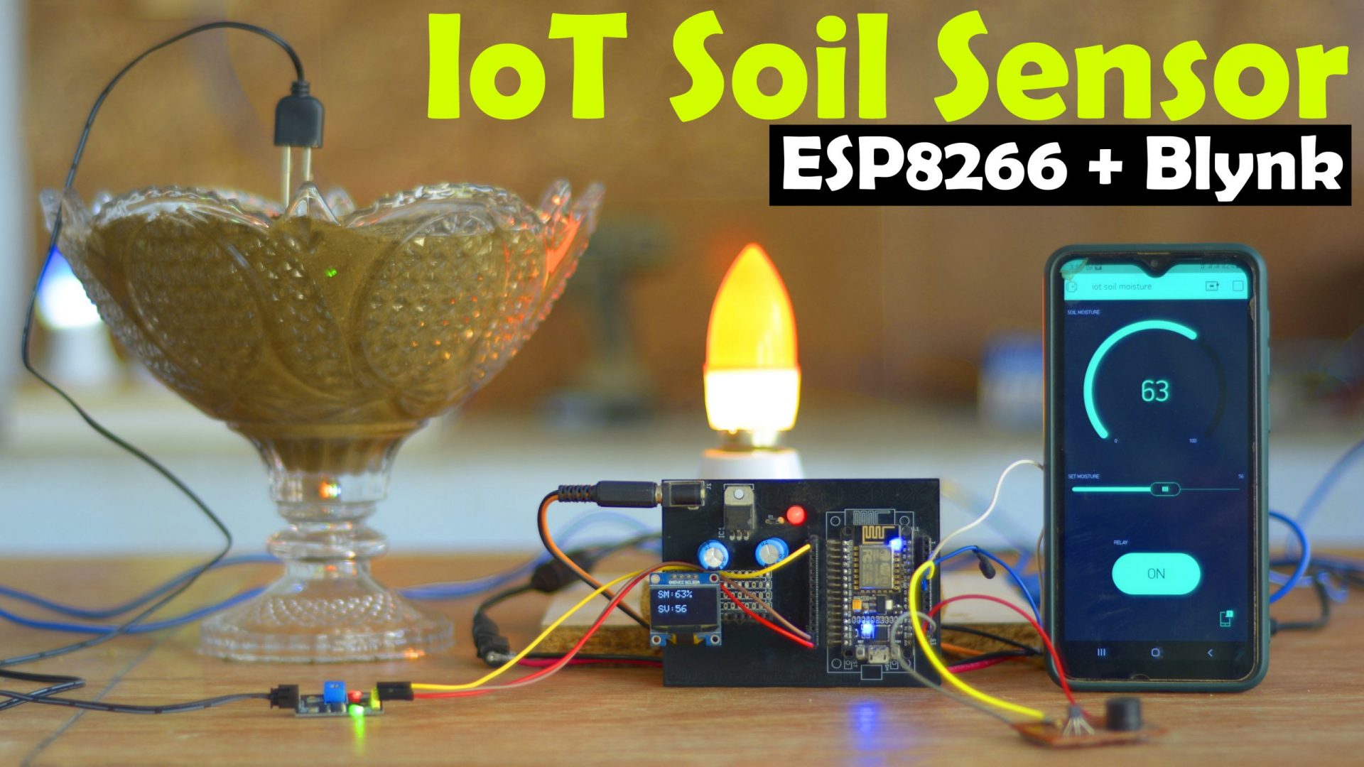 IoT Soil Moisture Sensor using ESP8266 & Blynk with Water Pump Control