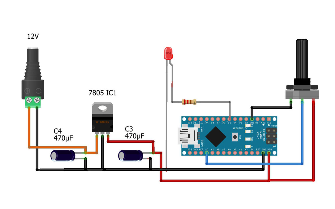 Arduino PWM Control Led Brightness using Potentiometer Code Example