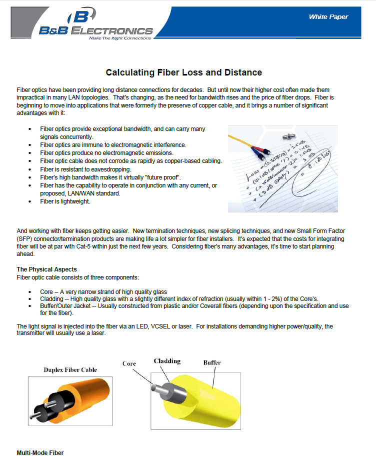 Calculating Fiber Loss and Distance Electronic Products