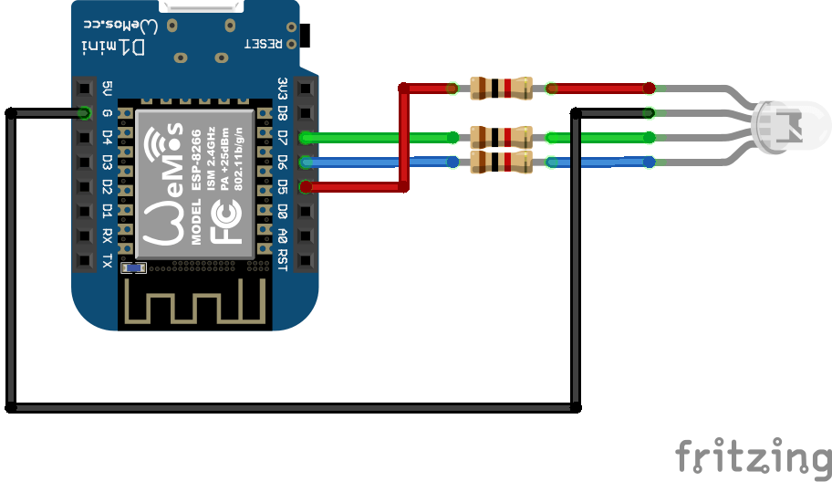 Controlling an RGB led using a Wemos Mini Electronic Projects