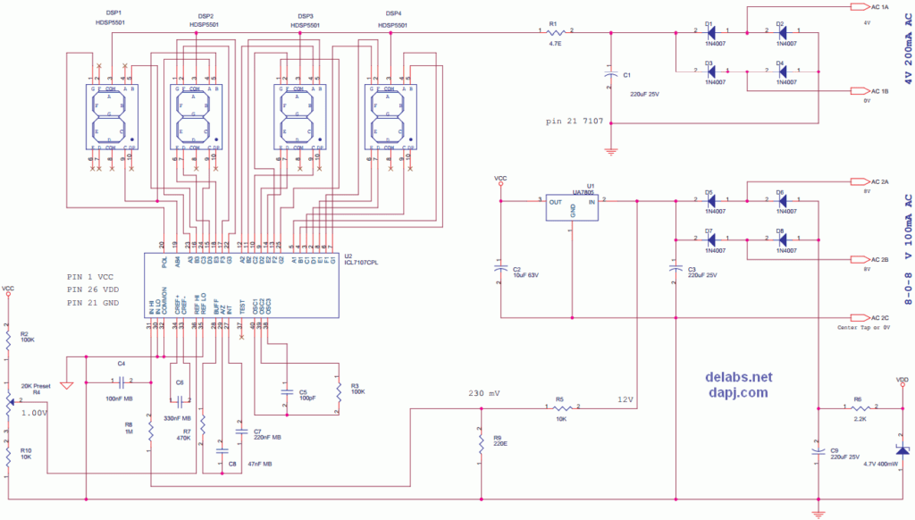 Mains Voltage Monitor Electronics Circuits