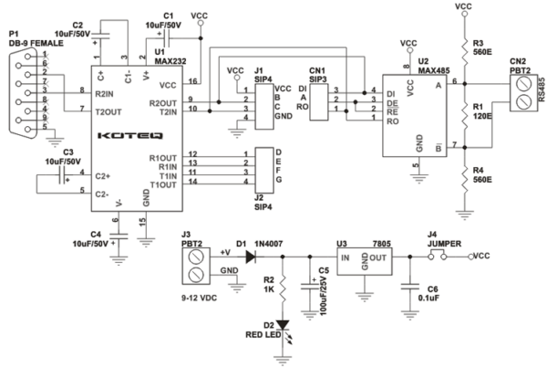 RS232 to RS485 Module - Electronics-Lab.com