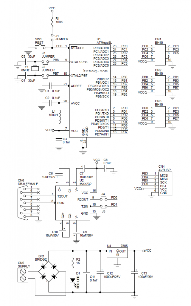 Atmega8 Development Board - Electronics-Lab.com
