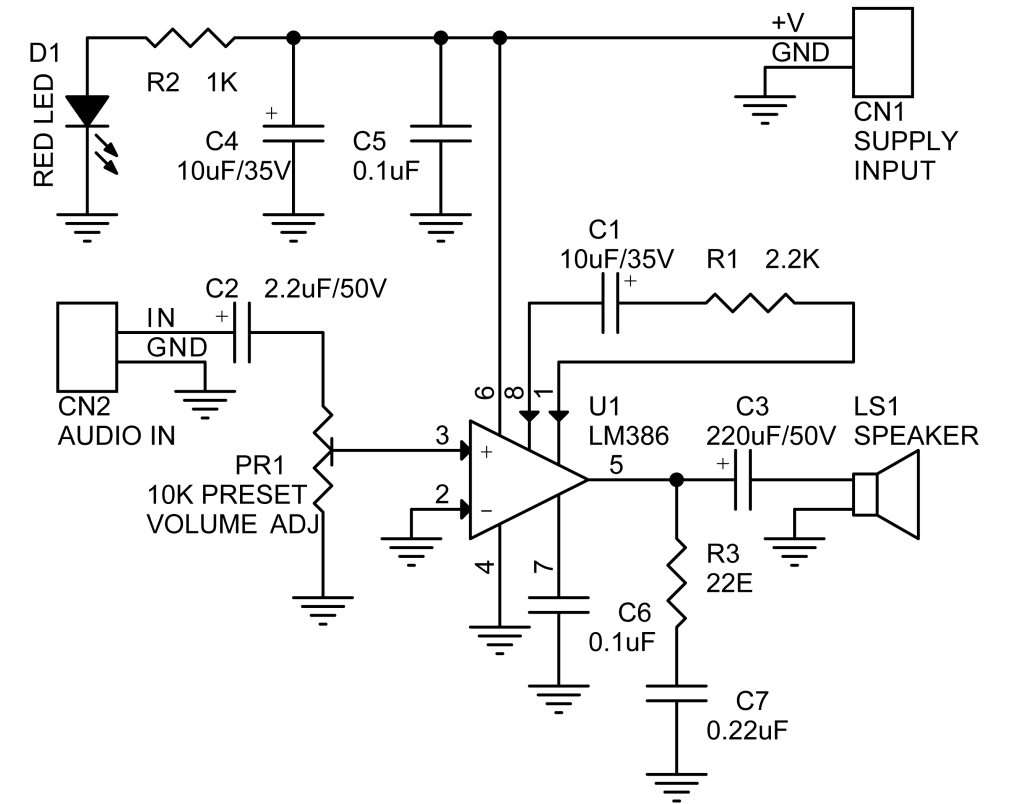 Lm386 Microphone Amplifier Circuit - Circuit Diagram