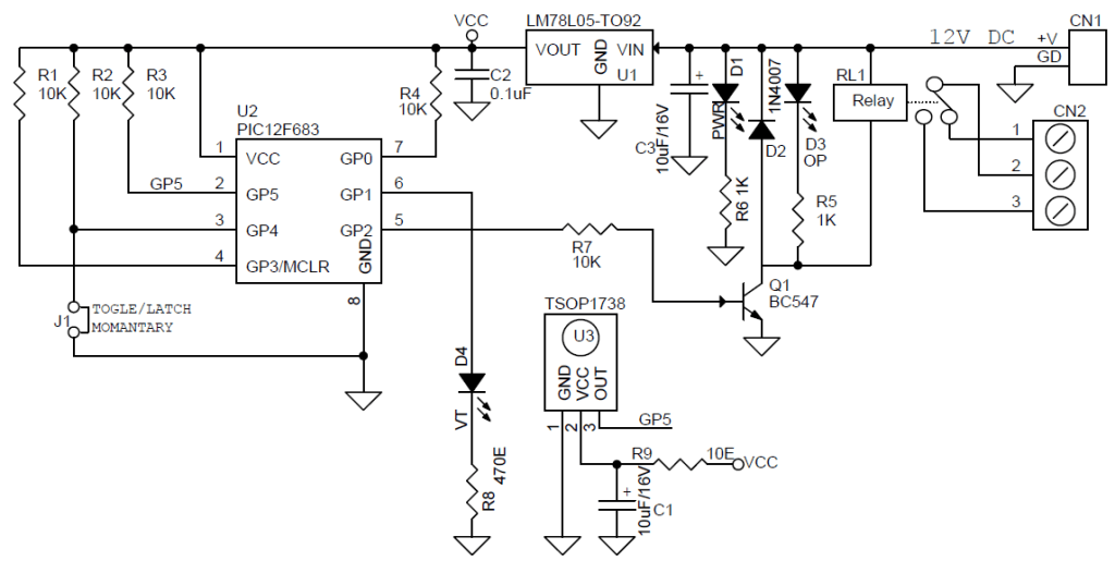 One Channel InfraRed Remote Controller - Electronics-Lab.com