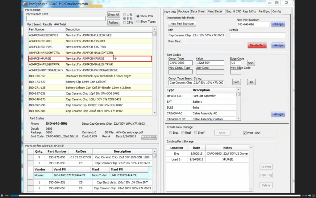 PartSync Full featured Desktop Electronics Parts Database ElectronicsLab