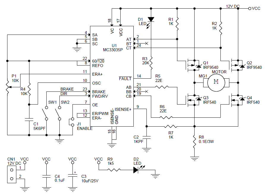 Dc Motor Sd Direction Controller Schematic Png Electronics Lab Com