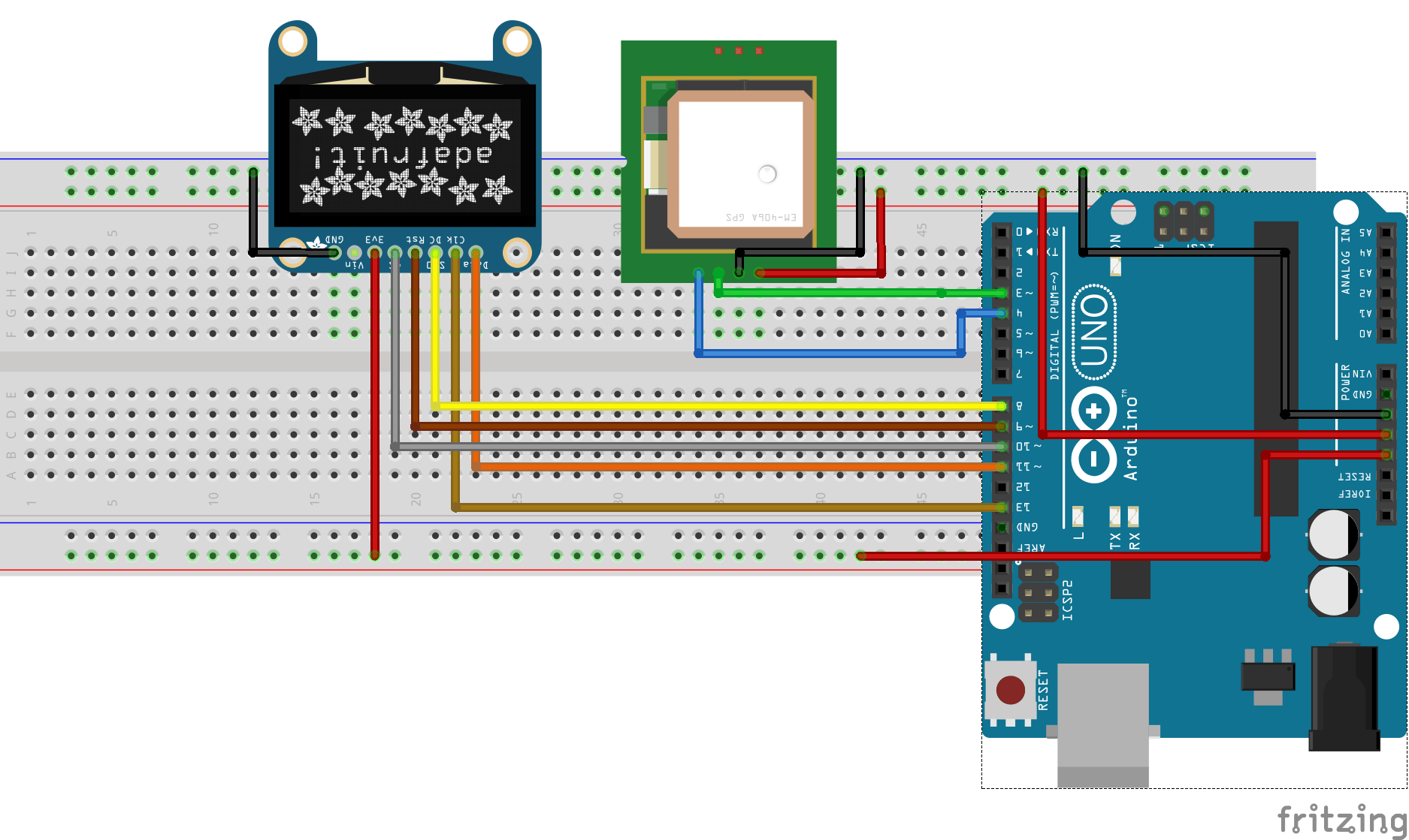 DIY Altimeter using a NEO UBLOX GPS module, a Color OLED and Arduino