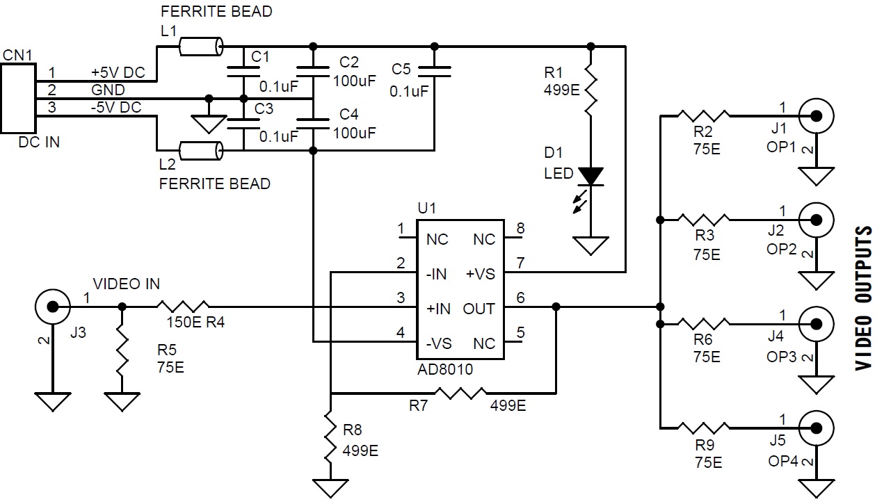 Audio video distribution amplifier circuit diagram